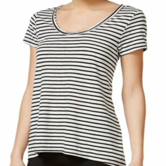 Calvin Klein black white stripe performance top cut out back detail Large - Picture 2 of 7